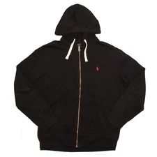 POLO Ralph Lauren Hooded Sweatshirt Mens L Black Sweater Hoodie Zip Pullover