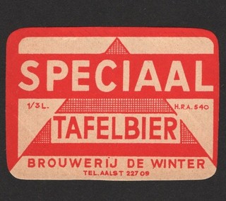 Speciall Tafelbier Beer Label Brouwerij De Winter Aalst Belgium