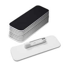 Name Tag Badge Blanks 10 Pack 1x3 Inch Black With Pin Custom Identification