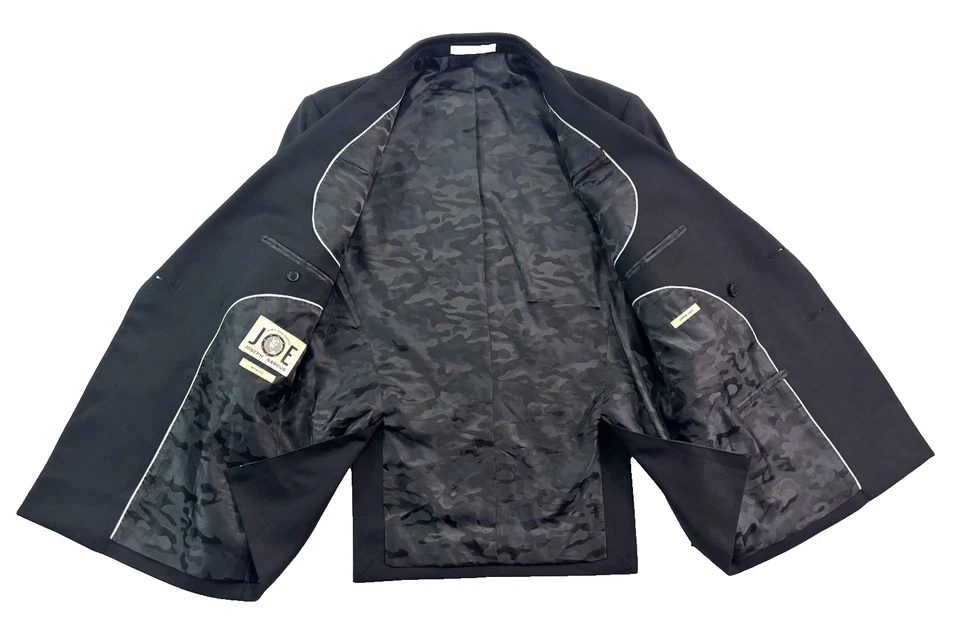 Jaqueta blazer Joseph Abboud 40S preta lúpulo peito duplo terno esportivo casaco - Imagem 3 de 4