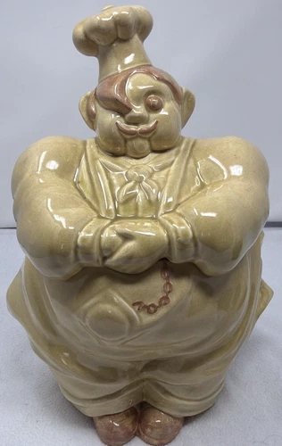Vintage Red Wing Chef Pierre Tan Cookie Jar Pottery