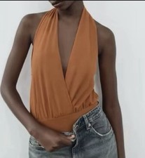 Zara TULLE FOULARD BODYSUIT Size Small
