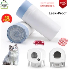 40 Pack Heavy Duty Cat Litter Box Liners, Extra Thick Automatic Bags, Leakproof