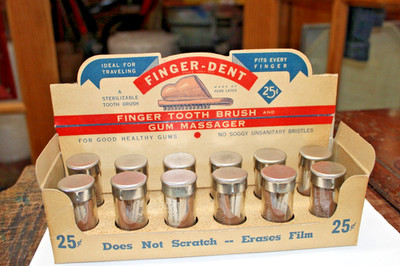 VTG FINGER-DENT FINGER TOOTHBRUSH GUM MASSAGER STORE DISPLAY BOX (12) TUBES INC.
