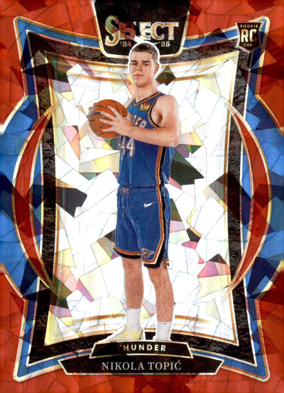 2024-25 Panini Select #89 Nikola Topic Red Cracked Ice Prizm