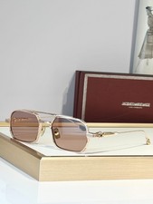 JACQUES MARIE MAGE DEAVER Gold Rectangle Pink Lens Sunglasses 54-19-146 