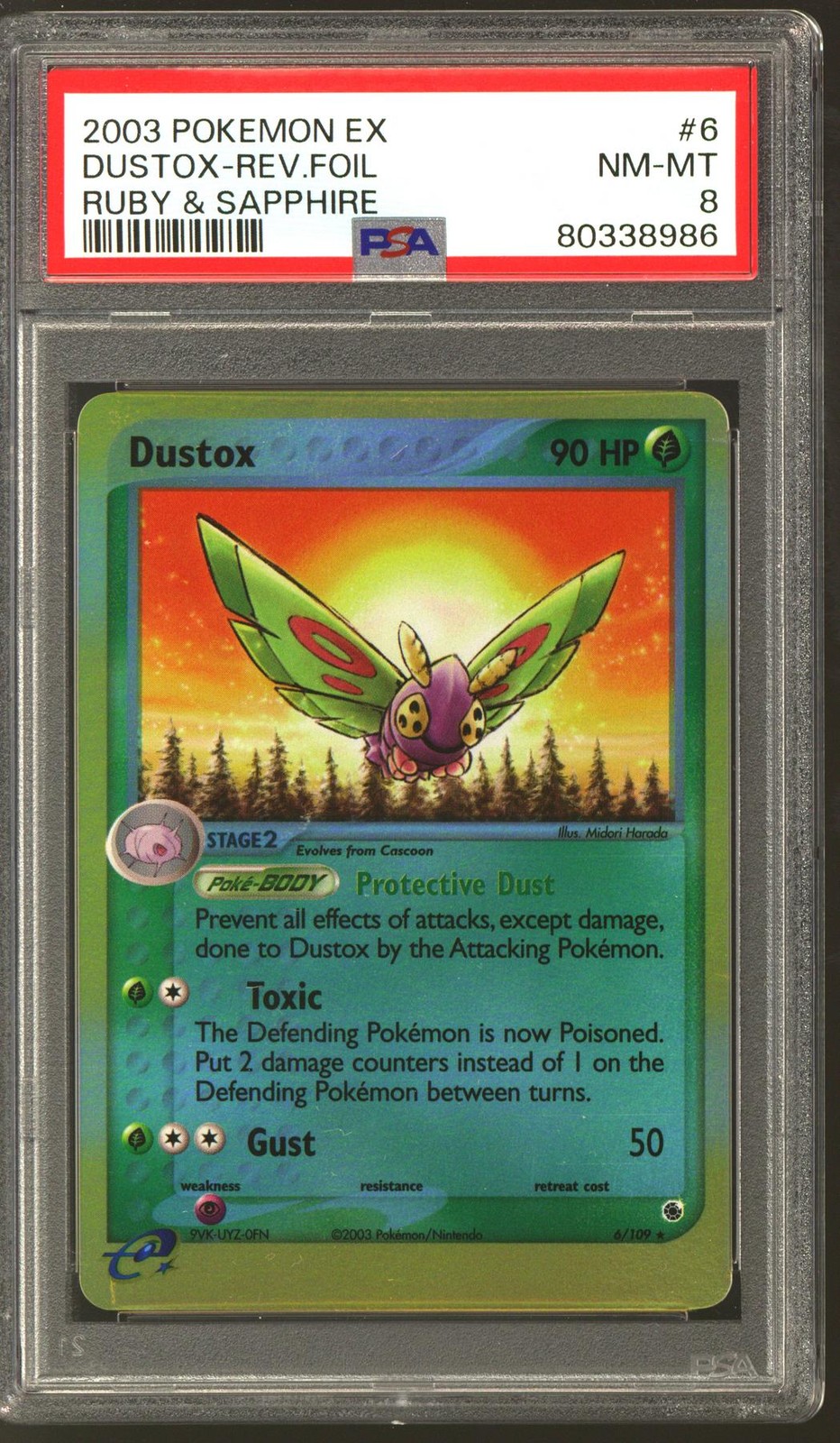 Pokemon Ruby & Sapphire Reverse Holo Foil Dustox 6/109 PSA 8