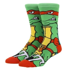 Teenage Mutant Ninja Turtles Raphael Animigos Men's Crew Socks size 10-13