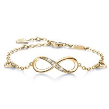 Sterling Silver Infinity Love Charm Bracelet Adjustable Gift for Women