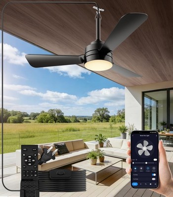 aetherlume 28 inch Plugin Ceiling Fan Light with16.5ft long cord, Gazebo fan ...