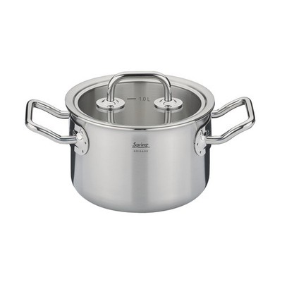 SPRING Fleischtopf BRIGADE BASIC 14 cm 1,4 Liter mit Glasdeckel INDUKTION