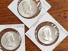3 ✨BU UNCIRCULATED BENJAMIN FRANKLIN HALF DATES ARE ✨1953 D , ✨1954 D & ✨1957 P