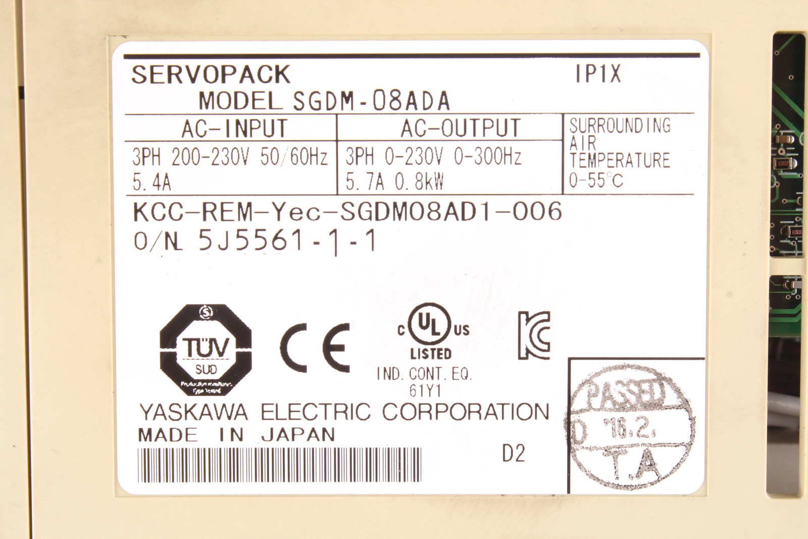 SGDM-08ADA SERVOPACK YASKAWA - Reconditionné - Garantie 24 mois
