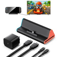 Switch 2 Dock with 60W Charger & HDMI Cable, 4K Portable Docking Station for ...