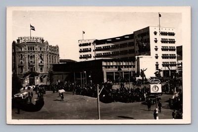 Ulus Square ANKARA Turkey RPPC Turkiye Is Bankasi Ataturk Statue Monument ~1940s