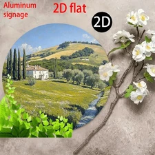 Rolling Hill Green Landscape Round Aluminum Sign Ramadan Easter