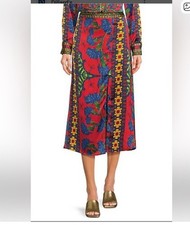 NWT Chelsea And Violet Sam Satin Ikat Print Maxi Skirt With Slit. Size Large