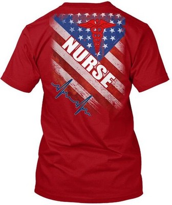 On trend Nurse American Flag T-Shirt Made in the USA Size S to 5XL