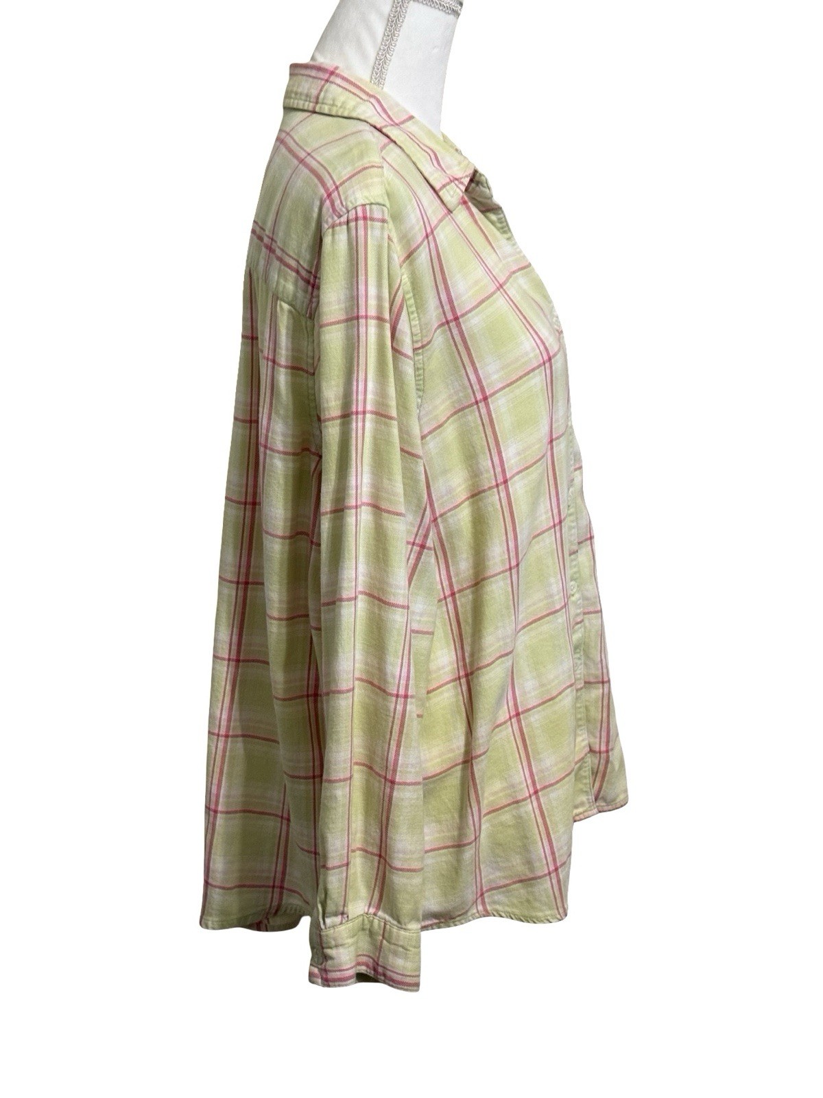 NOTATIONS Yellow Windowpane Plaid Button Up Blous… - image 4