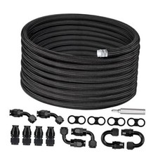  PTFE Fuel Line Kit, E85 Stainless Steel Braided PTFE Fuel Hose 30FT AN6 LS 6AN