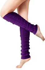 Purple Leg Warmers for Women - Winter 80s Ribbed Knitted Long Socks for Party...
