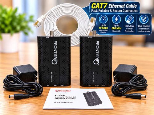 2 PACK - Frontier FCA252 MoCA 2.5 Ethernet Network Adapter + Power + CAT7 Cable