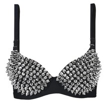 Women Sexy Steampunk Spike Stud Bra Top Wireless Lingerie Party Wear