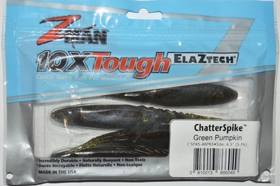 z-man zman chatterspike 4.5'' chatterbait jackhammer trailer green pumpkin