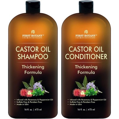 Castor Oil Shampoo & Conditioner Set - Anti Hair Loss, Thickening, Sulfate Free