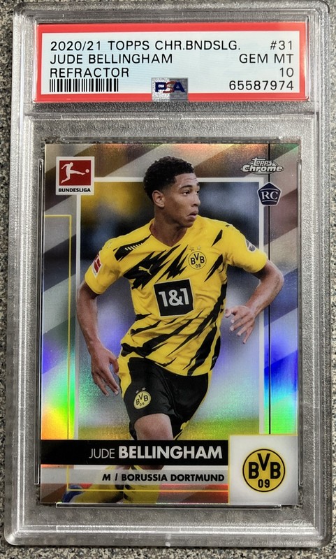 PSA 10 Jude Bellingham REFRACTOR Rookie 2020/21 Topps Chrome Bundesliga RC #31