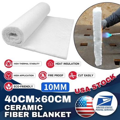 White Ceramic Fiber Blanket Fireproof High Temperature Insulation Mat Pad 10mm