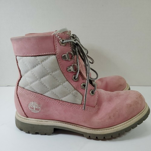 Pink /White, Leather Ankle Boots Size 