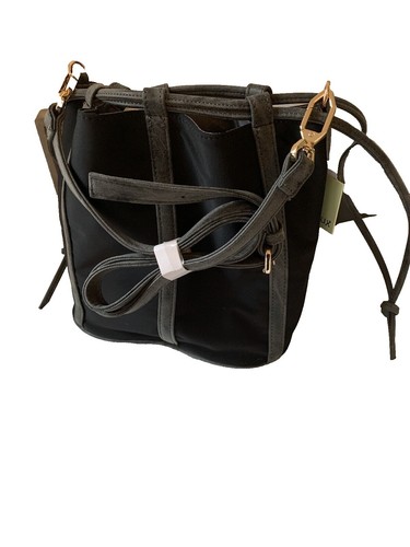New Deux Lux Ivory Canvas Backpack Black Vegan Leather Bag  display picture 1