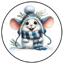 ADORABLE WINTER MOUSE CHRISTMAS ENVELOPE SEALS LABELS STICKERS PARTY FAVORS