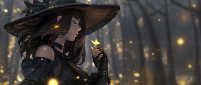 Anime ultrawide guweiz witch hat art Play Gaming Mat Desk