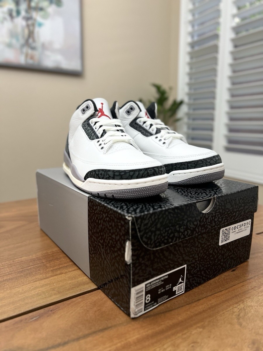 Jordan 3 Retro Cement Grey Men Size 8 / Women Size 9.5