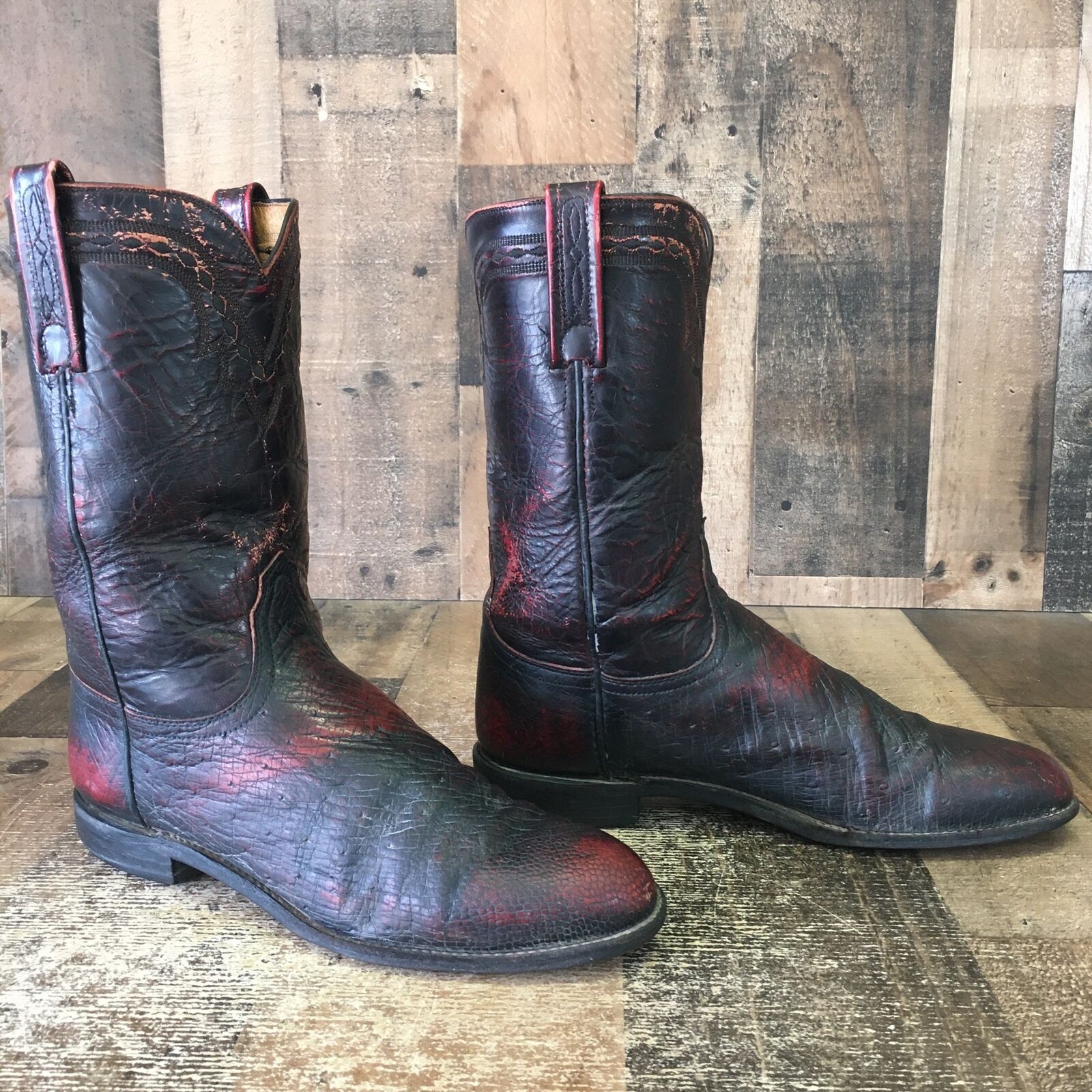 Lucchese 2000 T0075C2 Vtg Black Cherry Smooth Ost… - image 12