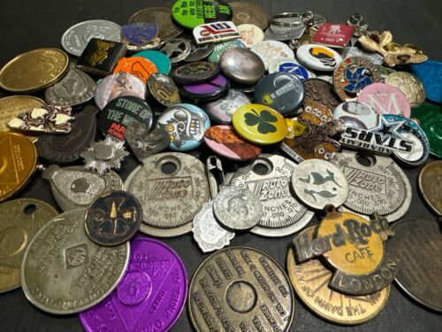 80+ Pc Vintage Button Pin Recovery Tokens Lot Metal Auto Zone Tool Advertising - 第 1/7 張圖片