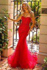 Tulle Skirt Mermaid Open Back Sweetheart Long Prom Dress