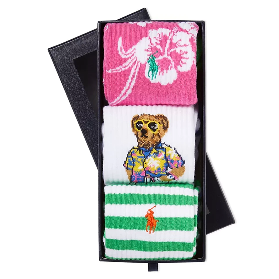 Polo Ralph Lauren Men's 3-Pk. Beach Bear Crew Socks Gift Box Foto 3 de 4