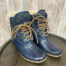 Sperry Top Sider Quilted Wool Lined Waterproof Duck Boot Waterproof Blue Size 6