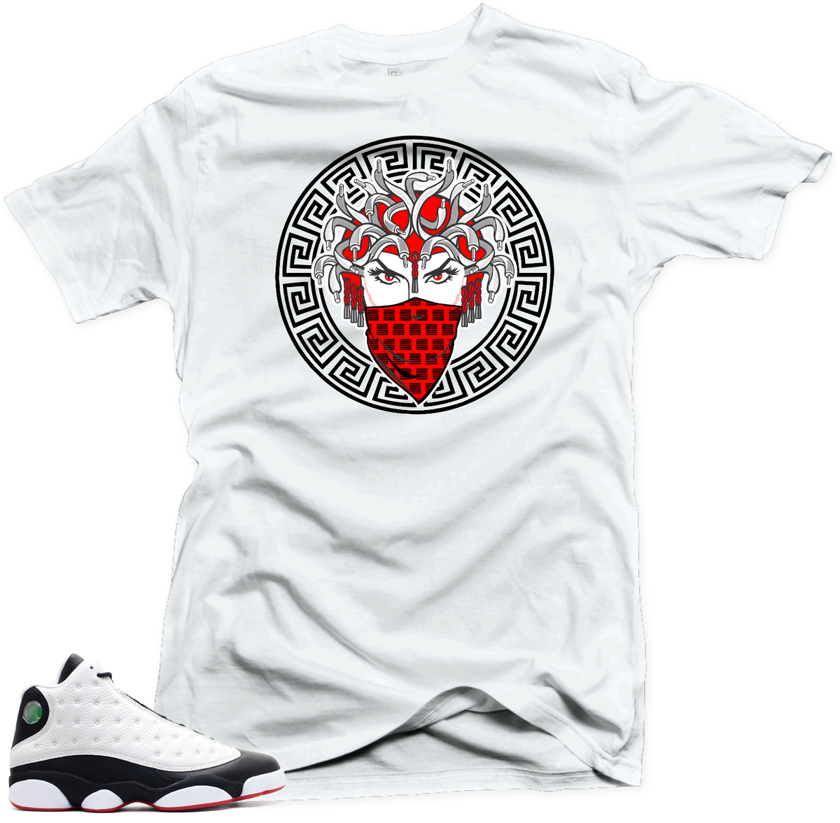 Shirt to Match Jordan 13 He Got Game Medusa White Tee