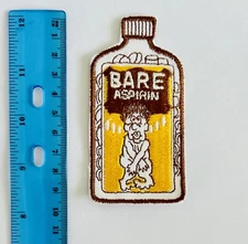 1970'S Vintage WACKY KOOKY “Bare Aspirin” Parody Bare Aspirin Sew On Patch
