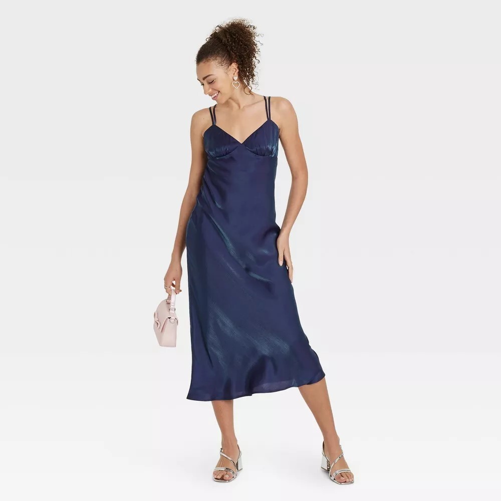 NWT Iridescent Blue Green Maxi Slip Dress ~ Wild Fable | eBay