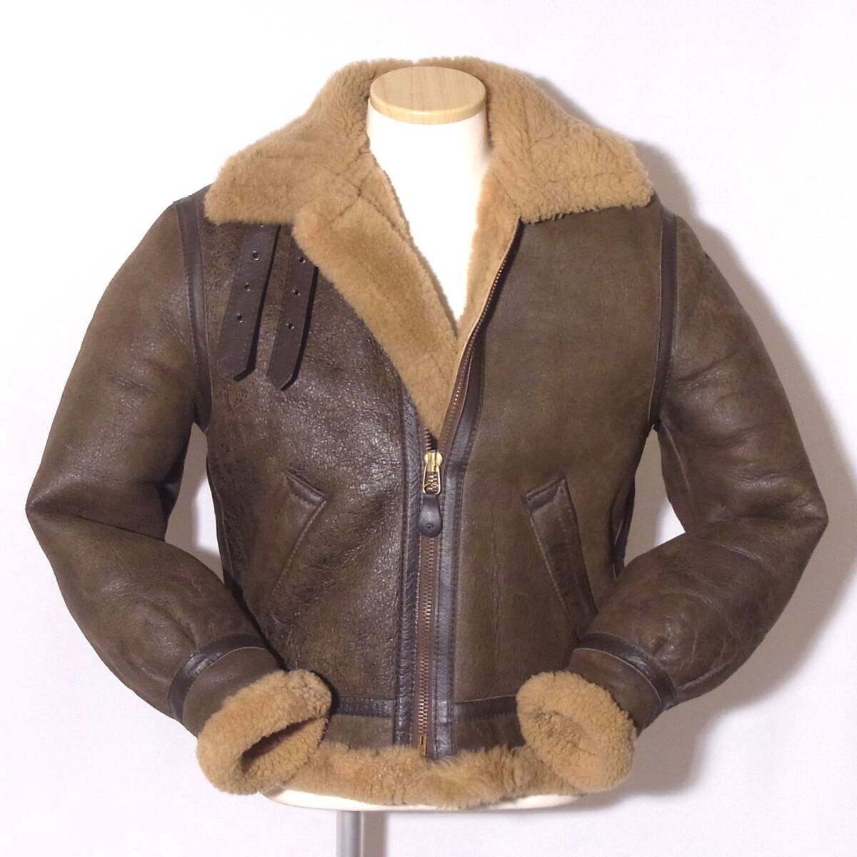 せ*や様 schott real mouton B-3 flight jacke Schott Type B-3 Flight Mouton Leather Jacket Size 38 Made in