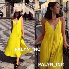 LAST size S NWT ZARA YELLOW PLEATED CAMISOLE DRESS 5644/170