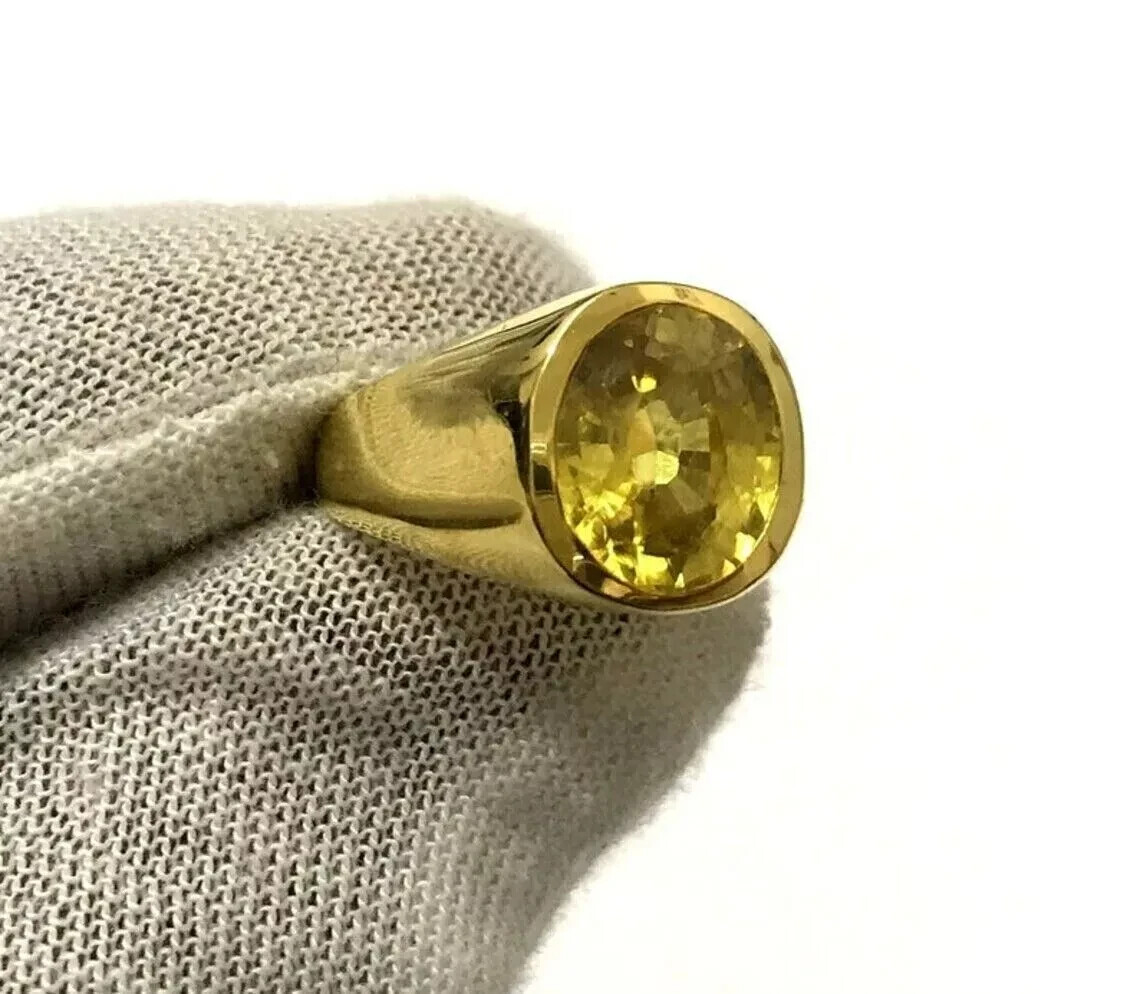 Men's Yellow Sapphire Ring, Pukhraj Ring, Sapphire Gemstone Ring, Gift Ring