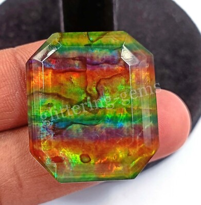 Ammolite Like Opal 24.45Ct Natural IGL Doublet Loose Gems Square Octagon 5DA