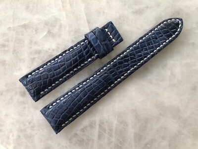 18mm/16mm Blue Alligator Crocodile Embossed Leather Watch Strap Band