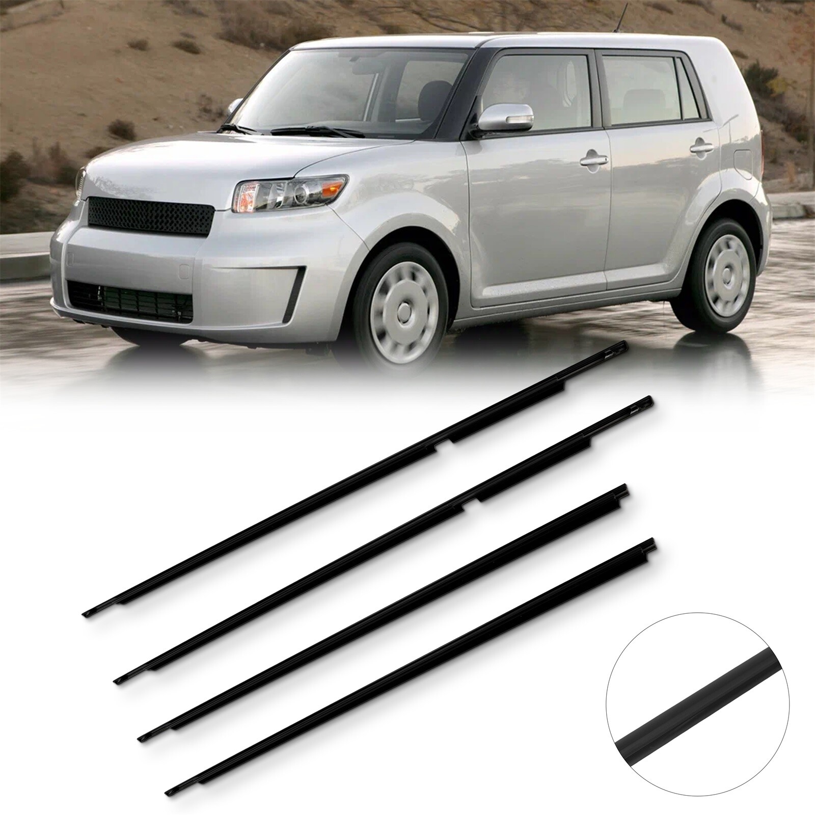 4Pcs Door Belt Molding Weatherstrip for Scion xB 2008 2009 2010 2011 2012-2015
